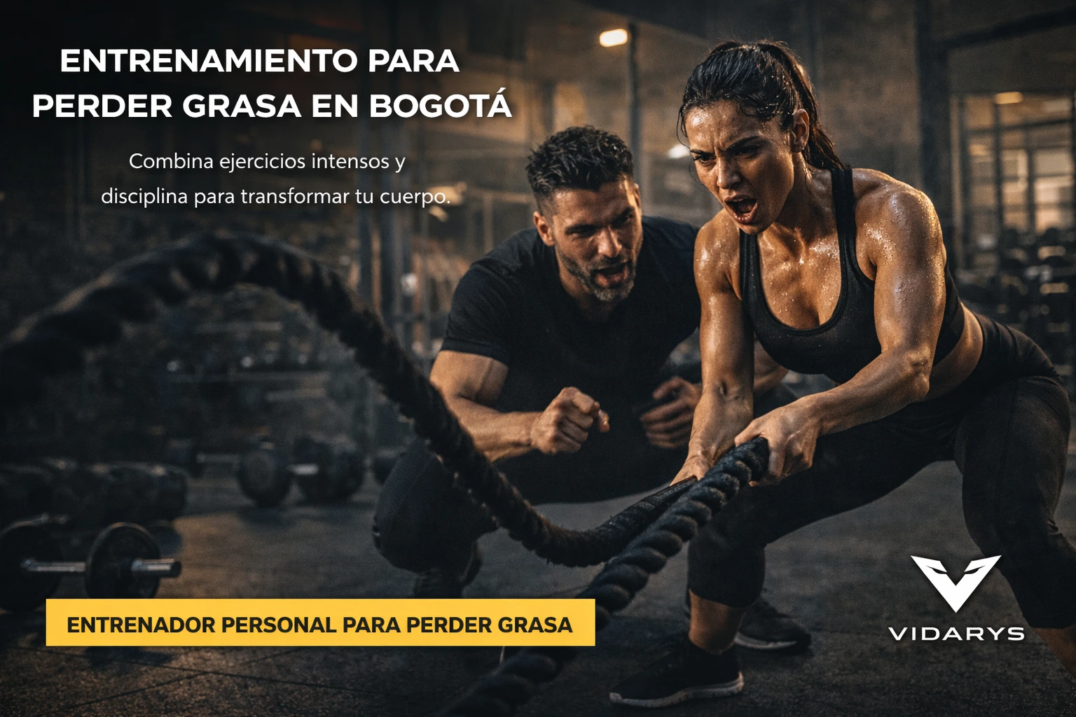 entrenador personal en Bogotá supervisando entrenamiento de fuerza en gimnasio